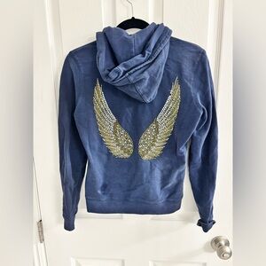 Twisted heart Navy Zip-Up Hoodie with Gold Zipper